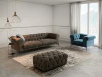 Canapé capitonné moderne Bellagio avec fauteuil et pouf coordonnés