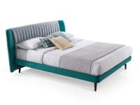 Lit Danae avec cadre de lit fin h.10 cm et tête de lit avec housse réversible en matelassé à lignes verticales