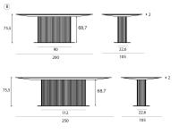 A) Schémas dimensionnels Savannah - Table elliptique design avec plateau en marbre