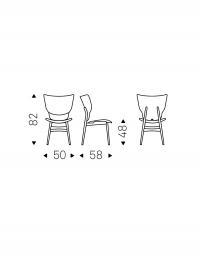 Dimensions de la chaise en bois de frêne avec dossier rembourré Dumbo de Cattelan