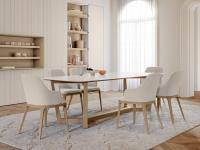 Chaise confortable avec structure en bois massif Elise, idéal dans une salle à manger autours d'une importante table en bois