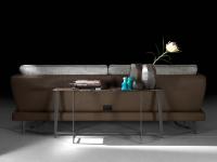 Table d'appoint BSeries en marbre à l'arrière d'un canapé, version rectangulaire haute de dimensions L.120 x P.30 x H.58 cm