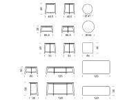 Série de tables basses BSeries de Borzalino - modèles et dimensions