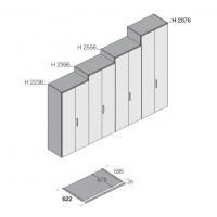 Dimensions spécifiques des armoires Oregon avec profondeur de 62,2 cm