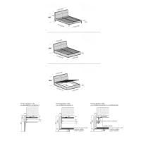 Schémas et Dimensions du lit Idaho avec sommier ou cadre métallique (dimensions données en millimètres)