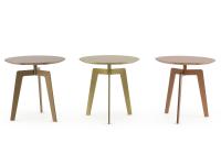 Trio de tables basses rondes Delaware en finitions de gauche à droite: bronze, laiton et cuivre