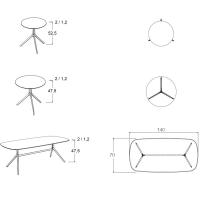 Modèles et dimensions de la petite table Indianapolis