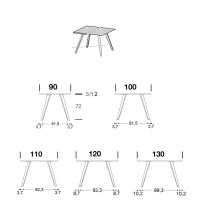 Table carrée moderne Santiago - modèles et dimensions