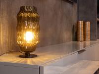 Lampe de table Japon en verre soufflé ambré à facettes