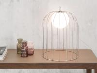 Lampe de table en forme de cage à oiseaux en métal chromé