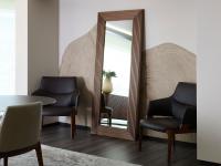 Grand miroir avec cadre en bois à lamelles appliquées Vanity - version rectangulaire à poser
