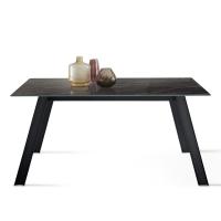 Table extensible avec structure à chevalet Stark - plateau en vitro-céramique brillante noir désir