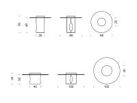 Schémas et dimensions des deux modèles de table basse Aliso