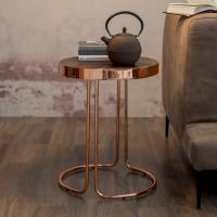 Table d'appoint de salon en cuivre brillant Cora de 40 cm de diamètre
