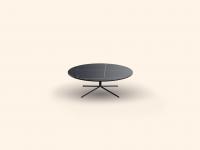Tavolino Cursus con piano rotondo da 100 cm di diametro in ceramica opaca sahara noir e basamento sottile in metallo verniciato nero