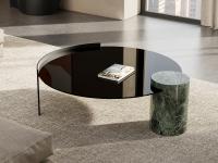 Table basse ronde en verre et marbre pour salon moderne 