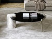 Table basse ronde bicolore en verre et marbre