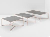 Tables basses en verre fumé Proust en 118 x 74 cm, 100 x 60 cm et 74 x 74 cm