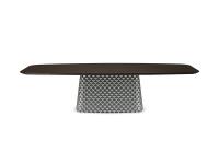 Dans les versions en bois, à l'exception de la finition spéciale Masterwood, la table a un dessous de plateau et des bords laqués en graphite mat
