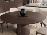 Grande table ronde en bois de luxe Brixton, avec pied conique assorti au plateau en placage de chêne teinté