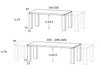 Table extensible Calepio - Dimensions
