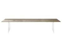 Haruto - Table à manger avec pieds en verre et plateau sur mesure en Noyer Gris Naturel