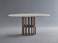 Table ronde en marbre blanc et bois massif Intreccio