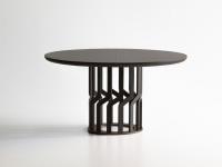 Intreccio - Table ronde de 140 cm extensible entièrement en frêne avec pied massif