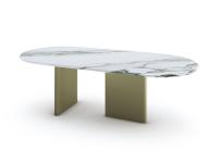 Table Dandelion avec plateau en marbre Calacatta vert associé aux pieds vert olive