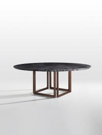 Table ronde en marbre avec pied en bois massif Opus
