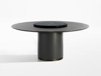 Otab - Table ronde en bois avec plateau tournant en marbre Lazy Susan