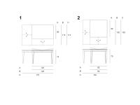 Table Peres: 1) modèle extensible 80x120 cm - 2) modèle extensible 92x92 cm