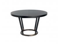 Table ronde extensible moderne Pipe entièrement en frêne teinté Charbon avec base en laiton bruni