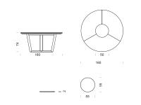 Table ronde B140 de Borzalino - dimensions
