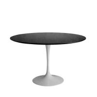 Table Saarinen bicolore avec plateau en mélaminé liquide mat noir  et structure en aluminium laqué mat blanc