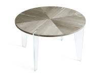 Table en bois avec pied en verre Sakai dans la finition Noyer Gris Naturel