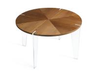 Table en bois avec pied en verre Sakai dans la finition Noyer Naturel