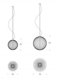 Lampada in fili di metallo Mandala a sospensione - Schema dimensionale