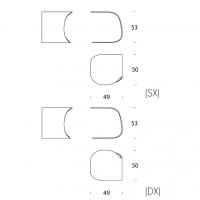 Table de chevet en verre courbé modèle Beside - Schéma et Dimensions
