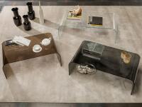 Table basse design en verre Classic en finition extra-clair, fumé et bronze