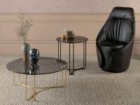 Table basse ronde en métal et verre Jazz, idéal pour un décor élégant et raffiné