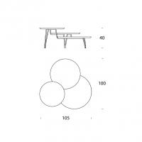 Table basse moderne avec plateaux ronds Log - dimensions