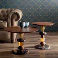 Table à café ronde en marbre et bois Pandora
