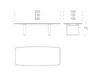 Table Cube - Schéma et dimensions des modèles avec plateau en marbre