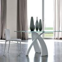 Table avec base tricolore Eliseo avec base en métal laqué blanc