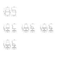 Modèles et Dimensions des chaises et du fauteuil de bureau Aqaba