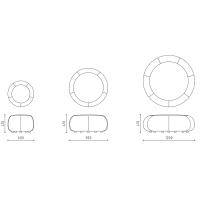 Modèles et Dimensions du pouf moderne circulaire revêtu Alias