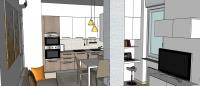 Progettazione 3D Open Space - dettaglio nicchia con home office - proposta d'arredo