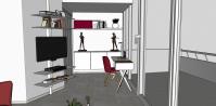 Projet 3D Séjour/Salon - vue de la zone avec bureau