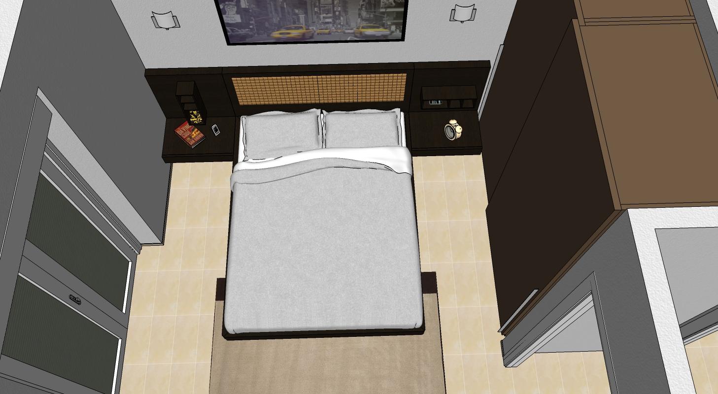 Progettazione 3D Camera da Letto - vista dall'alto zona letto